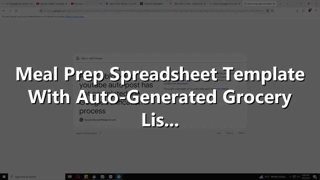 Meal Prep Spreadsheet Template With Auto-Generated Grocery Lis...