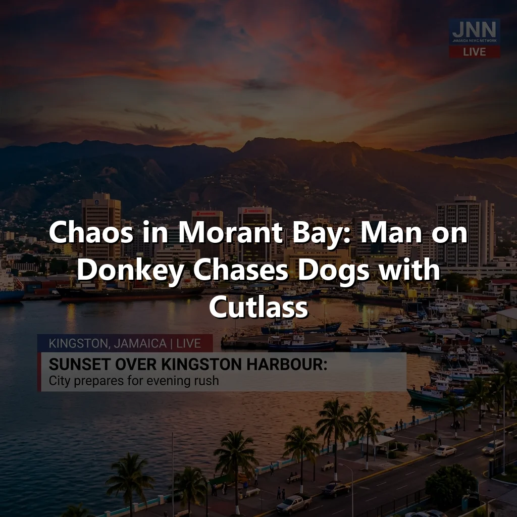 Chaos in Morant Bay: Man on Donkey Chases Dogs with Cutlass